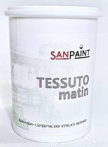 Sanpaint Tessuto matin краска на акриловой основе для внутренних работ декоративная, жемчужно-серебристая, матовая,3кг