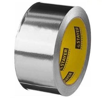 Алюминиевая лента 75ммх50м до 120грС клейкая 50мкм, STAYER 12268-75-50