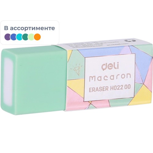 Ластик Deli Macaron 50x20x1мм ассорти пласт.туб. EH02200