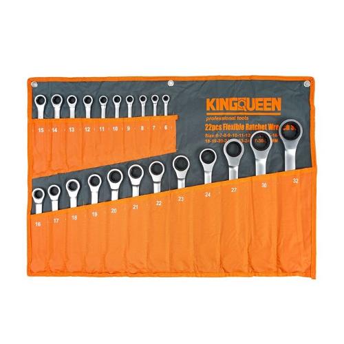 Набор комбинированных ключей с трещоткой 6-32 мм 22шт KINGQUEEN OMY-22pcs-P