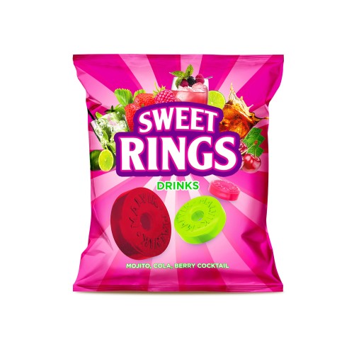 Карамель леденцовая SWEET RINGS DRINKS,мохито,лесная ягода, кола, 180г