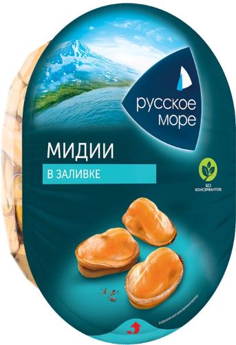 Рыбное кулинарное изделие. Мясо мидии чилийской в заливке "Русское море" 180г 1/6