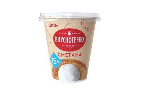 Сметана Вкуснотеево 15% стакан 300 г