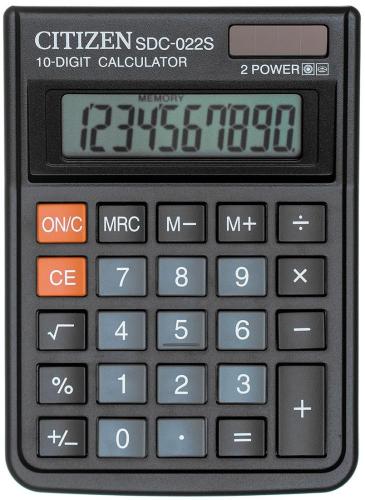 Калькулятор настольный КОМПАКТНЫЙ CITIZEN SDC-022S/022SR, 10 разряд