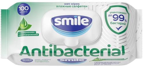 Салфетки влажные SMILE W Antibacterial с подорожником 100шт/уп