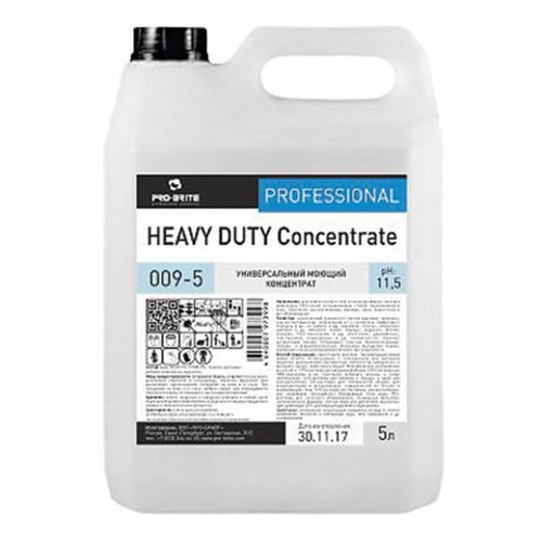 Универсальные моющие и чистящие средства 5 л, PRO-BRITE HEAVY DUTY, щелочное, низкопенное, концентрат, 009-5