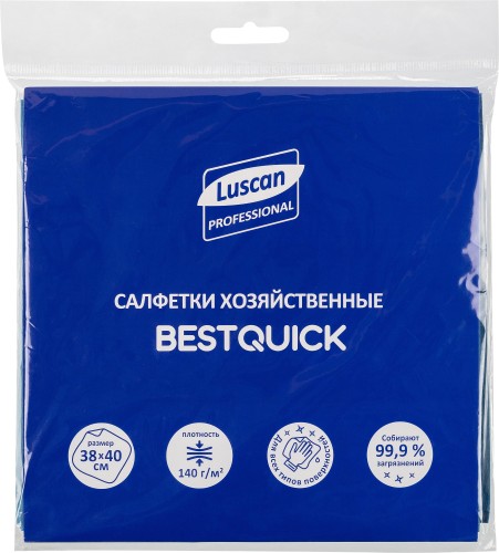 Салфетки хозяйственные Luscan Professional BESTQUICK 38х40 см голуб 5шт/уп