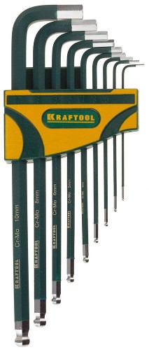 KRAFTOOL 9 шт, набор длинных имбусовых ключей (27445-H9)