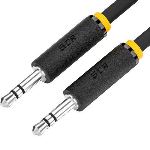 GCR Кабель 15.0m аудио jack 3,5mm/jack 3,5mm черный, желтая окантовка, ультрагибкий, M/M, Premium, экран, стерео, GCR-53819 Greenconnect GCR-53819