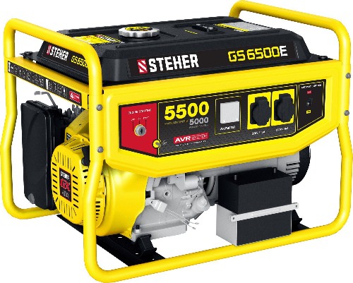 STEHER 5500 Вт, бензиновый генератор с электростартером (GS-6500E)