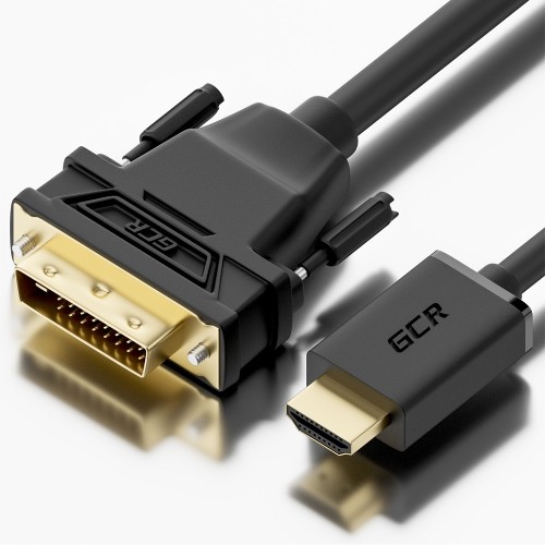 GCR Кабель 20.0m HDMI-DVI черный, OD8.0mm, 28 AWG, позолоченные контакты, 19M / 25M Dual Link, тройной экран Greenconnect HDMI (m) - DVI-D (m) черный 20м