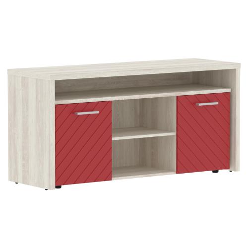 Тумба с фригобаром TORR LUX TLTF-3D, красный/сосна эдмонт, 1640х550х800 мм