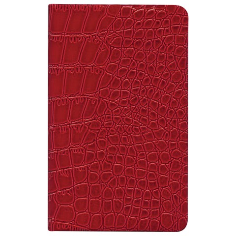 Бизнес-блокнот (95х145 мм) А7+, BRAUBERG &quot;Party&quot;, 64 л., &quot;лакированный крокодил&quot;, линия, красный