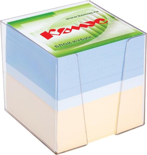 Блок для записей в подставке КОМУС в стакане 9х9х9 цветной блок  80-100 г