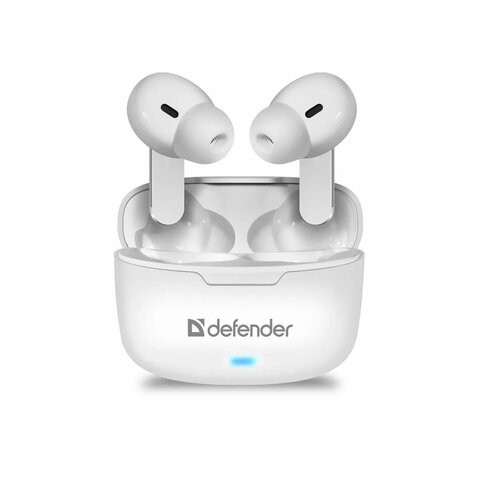 Наушники с микрофоном (гарнитура) DEFENDER TWINS 903, Bluetooth, беспроводные, белые, 63903