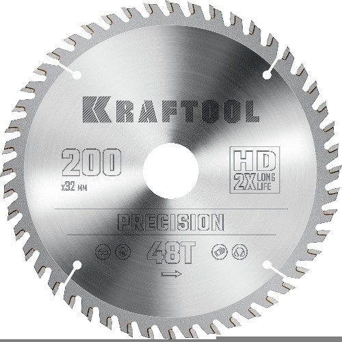 KRAFTOOL Precision, 200 х 32 мм, 48Т, пильный диск по дереву (36952-200-32)