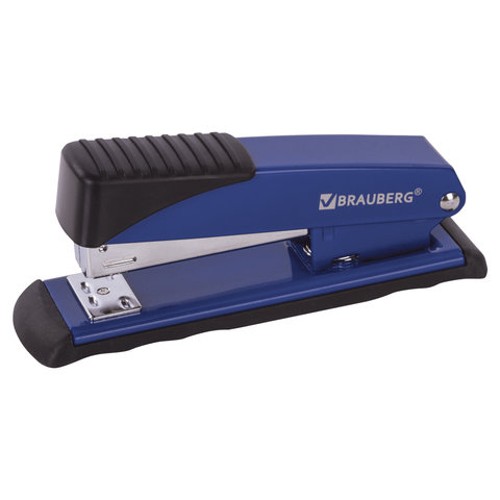 Степлеры настольные BRAUBERG &quot;Office&quot;,металлический, до 30 листов,№24/6, 26/6, синий