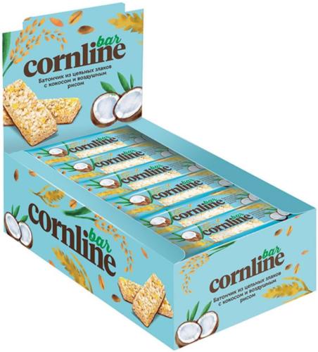 Батончик Cornline из цел злаков с кокосом и возд.рисом, 30гх18шт/уп (ВК247)