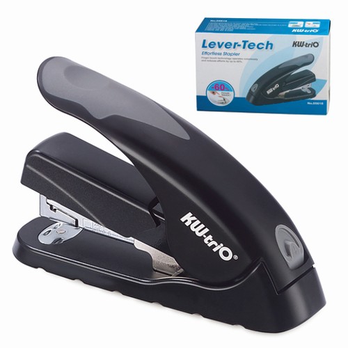 Степлеры настольные KW-trio-5618 &quot;Soft-touch&quot;, до 40 листов,№24/6, 24/8, 26/6, 26/8, ЭНЕРГОСБЕРЕГАЮЩИЙ, черный
