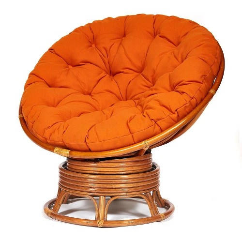Кресло PAPASAN с подушкой, ткань оранжевый/сognac