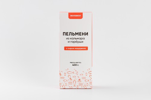 Пельмени из кальмара и горбуши с сыром моцарелла, 400 г