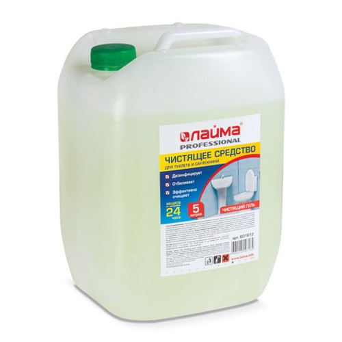 Средства для чистки туалетных комнат для уборки туалета 5 л, ЛАЙМА PROFESSIONAL, гель с отбеливающим эффектом