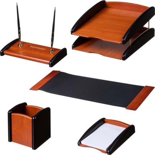 Настольный набор для руководителя RS5M-3A, 5 предметов, МДФ палисандровый/чёрный Настольный набор для руководителя RS5M-3A, 5 предметов, МДФ палисандровый/чёрный