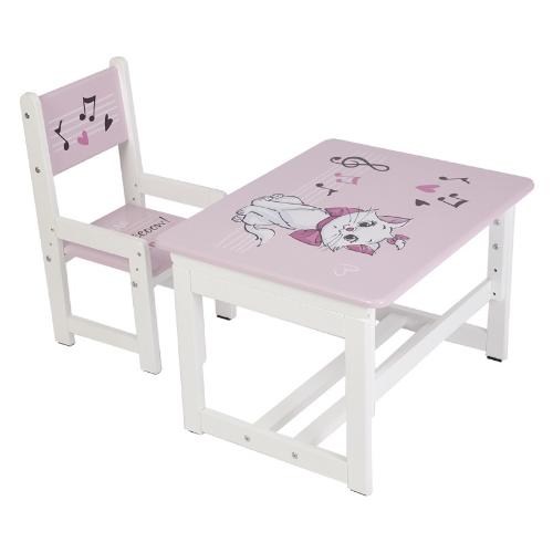Комплект растущей детской мебели Polini kids Disney baby 400 SM, Кошка Мари, 68х55, розовый-белый