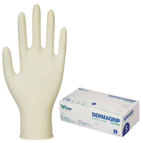 Перчатки медицинские латексные DERMAGRIP &quot;Classic&quot;, D1501-10, КОМПЛЕКТ 50 пар (100 шт.), неопудренные, хлоринация