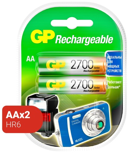 Аккумулятор GP 2700 series (min 2600mAh) AA/HR6 NiMh бл/2шт