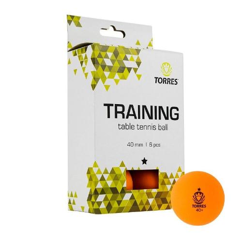 Мяч для настольного тенниса TORRES Training 1x,6шт/уп,оранж.,TT21015