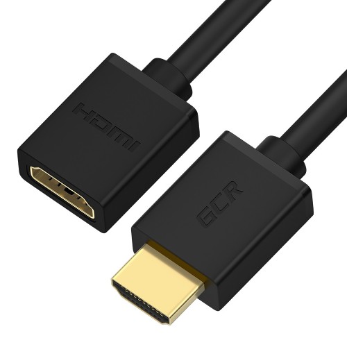 GCR Удлинитель 10.0m v2.0 HDMI-HDMI черный, OD7.3mm, 28/28 AWG, позолоченные контакты, Ethernet 18.0 Гбит/с, 19M / 19F, тройной экран, GCR-51638 Greenconnect GCR-51638