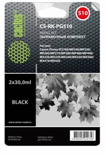 Заправочный набор Cactus черный 2x30мл для Canon CS-RK-PG510