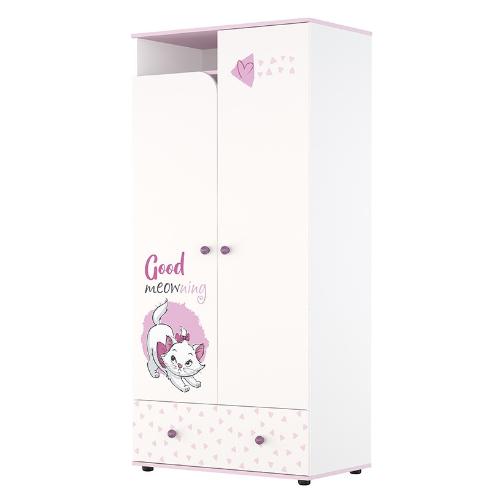 Детский шкаф двухсекционный Polini kids Disney baby &quot;Кошка Мари&quot;, белый-розовый