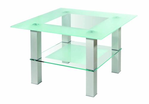 Стол журнальный Кристалл 1 75x75, алюминий/стекло прозрачное