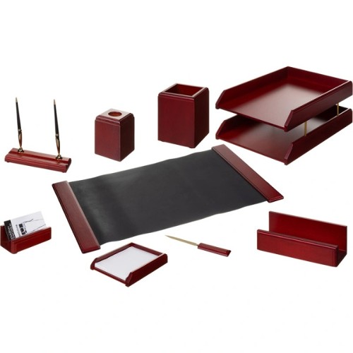 Настольный набор для руководителя M9C-25A, 9 предметов, двойной лоток, красное дерево Настольный набор для руководителя M9C-25A, 9 предметов, двойной лоток, красное дерево