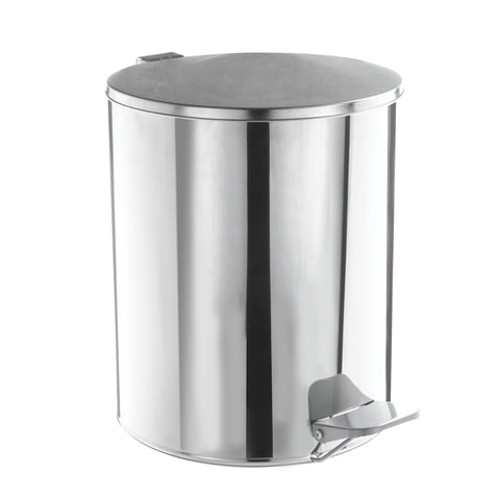 Ведро для мусора с педалью УСИЛЕННОЕ, 15 л, кольцо под мешок, хром, нержавеющая сталь 603978
