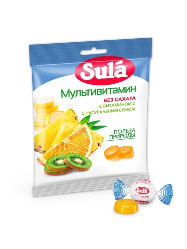 Леденцы Sula Мультивитамин без сахара, 60г