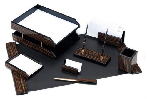 Настольный набор для руководителя MDF 8FE-1A на 8 предметов, ламинат, черное дерев