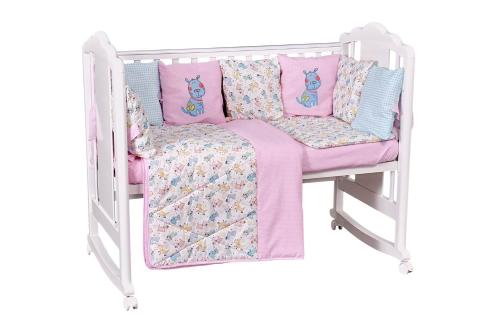 Комплект в кроватку Polini kids Собачки 5 предметов, 120х60, розовый