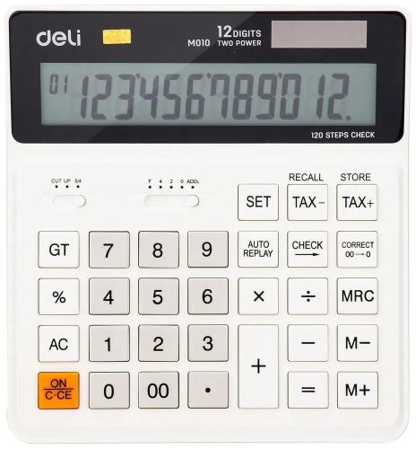 Калькулятор настольный КОМПАКТНЫЙ Deli EM01010 белый 12-разр