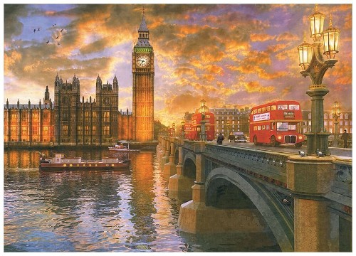 Картина Westminster Sunset, 70х50 см, рама жемчуг с серебром