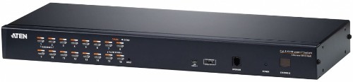 Переключатель KVM,  1 local user PS2+VGA+1 IP user => 16 cpu (PS2/USB/Sun+VGA)/RS232, без шнуров ATEN KH1516AI