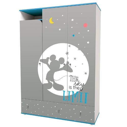 Детский шкаф трехсекционный Polini kids Disney baby &quot;Микки Маус&quot; с ящиками, белый-серый