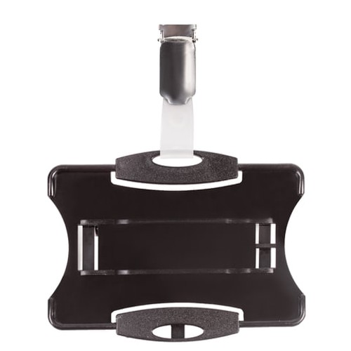 Держатели для бейджа для пропусков, КОМПЛЕКТ 25 шт., жесткий пластик, металлический поворот, клип, черный, DURABLE (Германия)