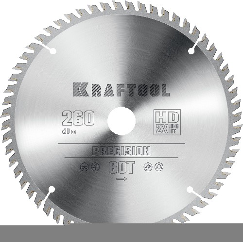 KRAFTOOL Precision, 260 х 30 мм, 60Т, пильный диск по дереву (36952-260-30)