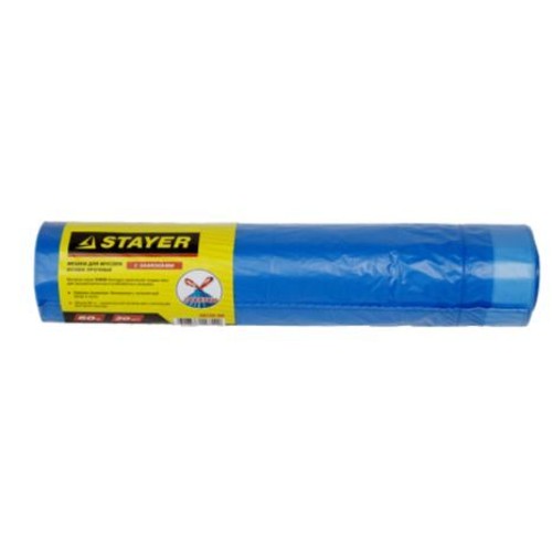 Мешки 60л 22мкм для мусора с завязками особопрочные 20 шт STAYER 39155-60