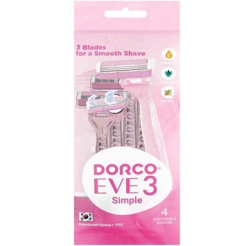 Бритва одноразовая Dorco EVE3 ,3-лез,пл.голов, увл.полос 4шт/упTRC 200PK-4P