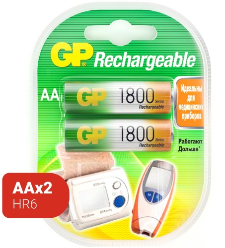 Аккумулятор GP 1800mAh АА/LR6 NiMh бл/2шт