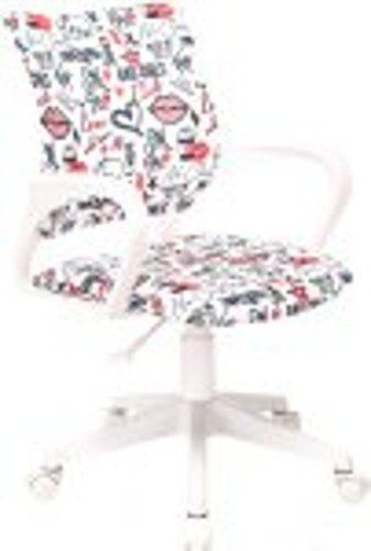 Стул Бюрократ BUROKIDS 1 W-REDLIPS мультиколор красные губы крестов. пластик пластик белый